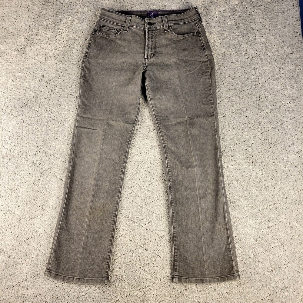 NYDJ Jeans Womens 8P Black Straight Leg Lift Tuck Mid Rise Stretch Shaping Denim